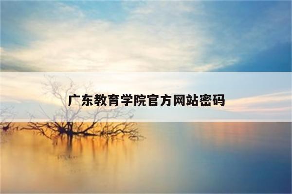 广东教育学院官方网站密码