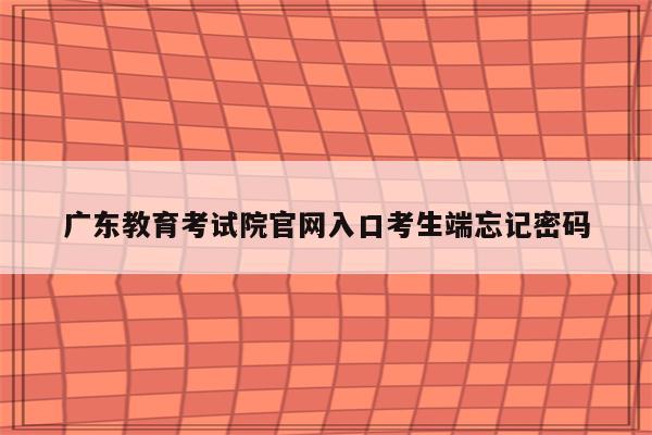 广东教育考试院官网入口考生端忘记密码